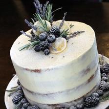 Semi Naked Cake with Lavender, Rosemary, Lemon and Berries